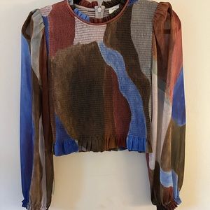 Watercolor patterned Wilfred blouse size Medium
